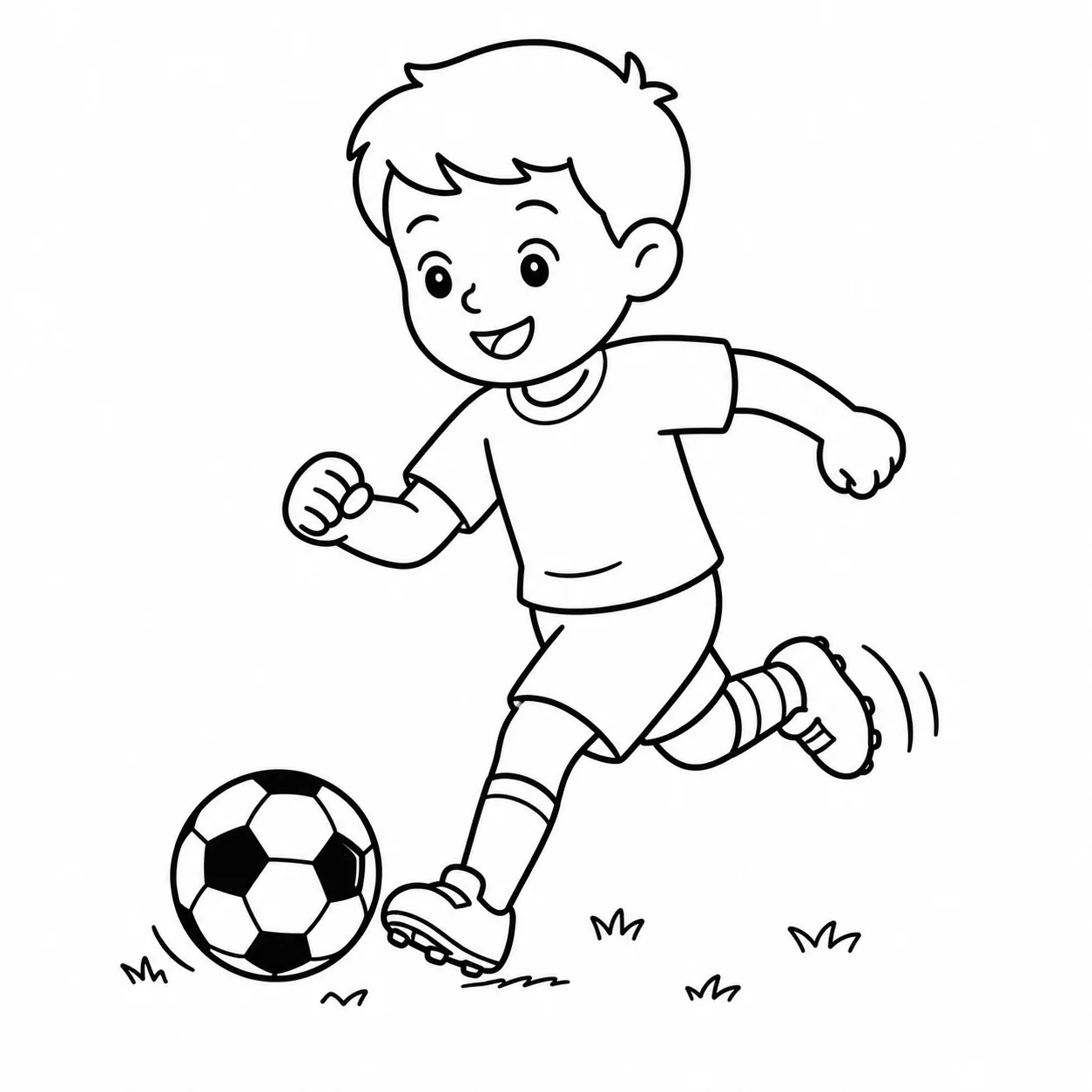 Scène détaillée d'enfant pratiquant un sport, en illustration au trait