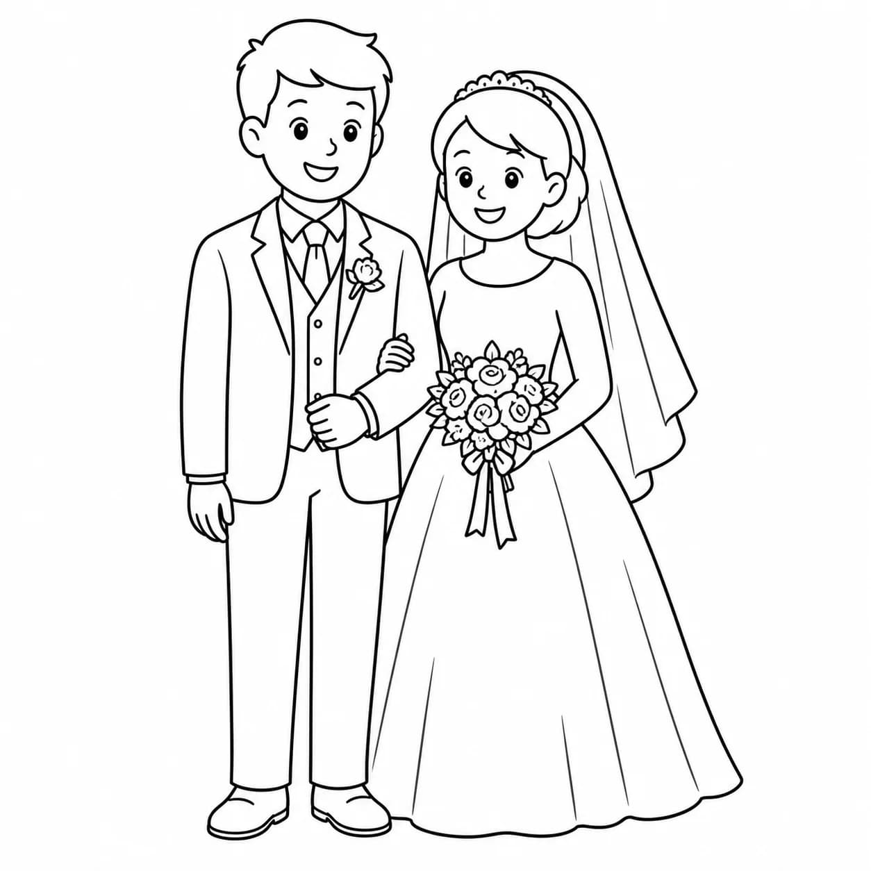 Photo de mariage des parents transformée en illustration au trait