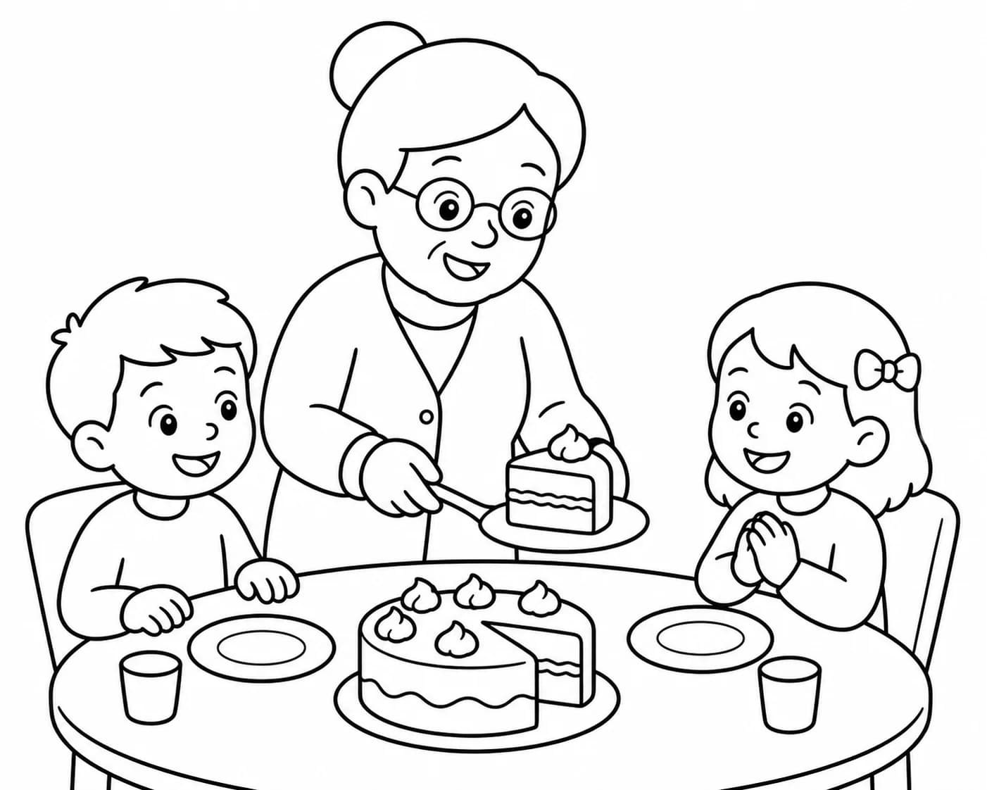 Goûter familial transformé en page de coloriage