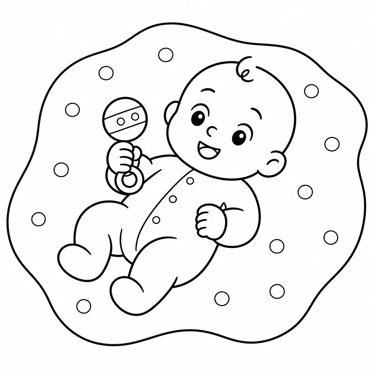 Photo de l'aîné quand il était bébé, transformée en coloriage